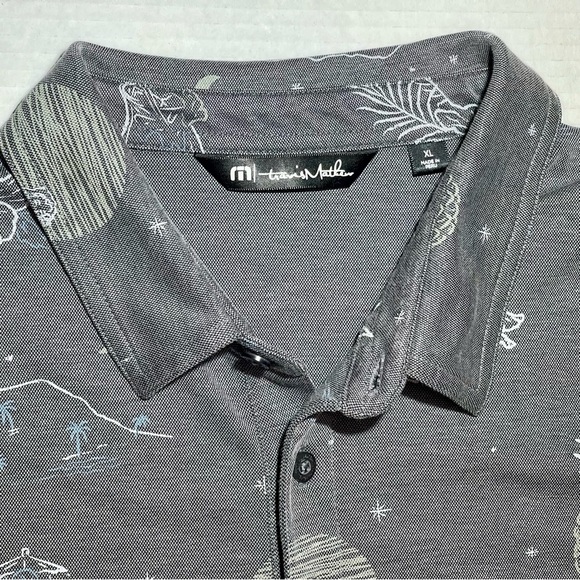 Travis Mathew Golf Polo Shirt Hawaiian Gray Floral Tropical Short Sleeve XL - Picture 3 of 7